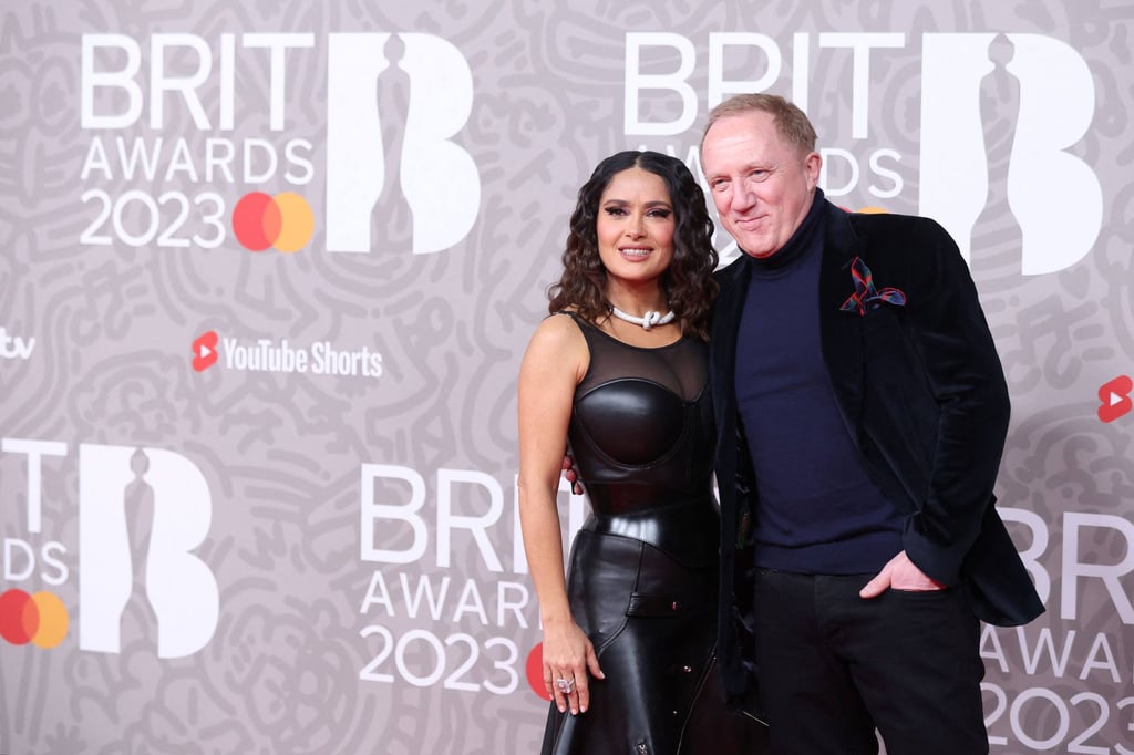 Mexican actress Salma Hayek poses with her husband, French businessman and CEO of Kering François-Henri Pinault, at the 2023 Brit Awards in London, in February. Photo: AFP Mexican actress Salma Hayek poses with her husband, French businessman and CEO of Kering François-Henri Pinault, at the 2023 Brit Awards in London, in February. Photo: AFP