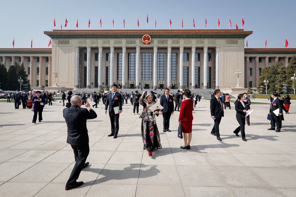 Delegates leave after a meeting of the National People’s Congress at the Great Hall of the People in Beijing. Photo: Reuters