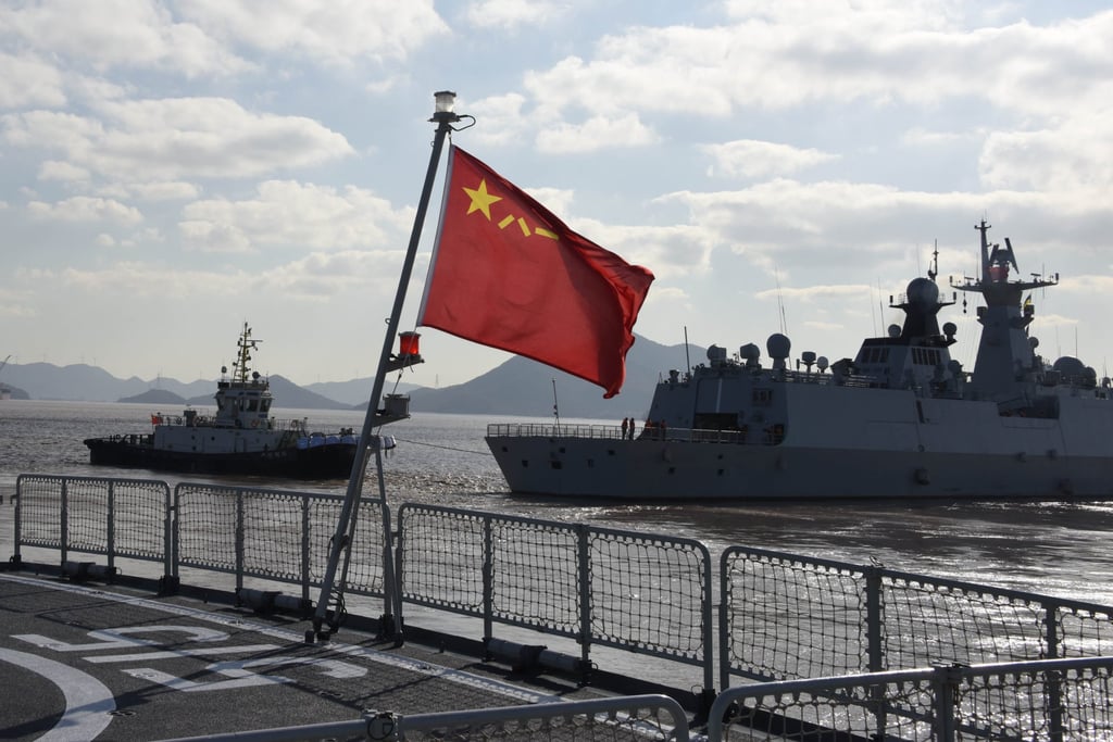 A Chinese vessel departs for a joint naval exercise with Russia in December. Quad foreign ministers said they viewed with concern Chinese challenges to the maritime rules-based order. Photo: Xinhua