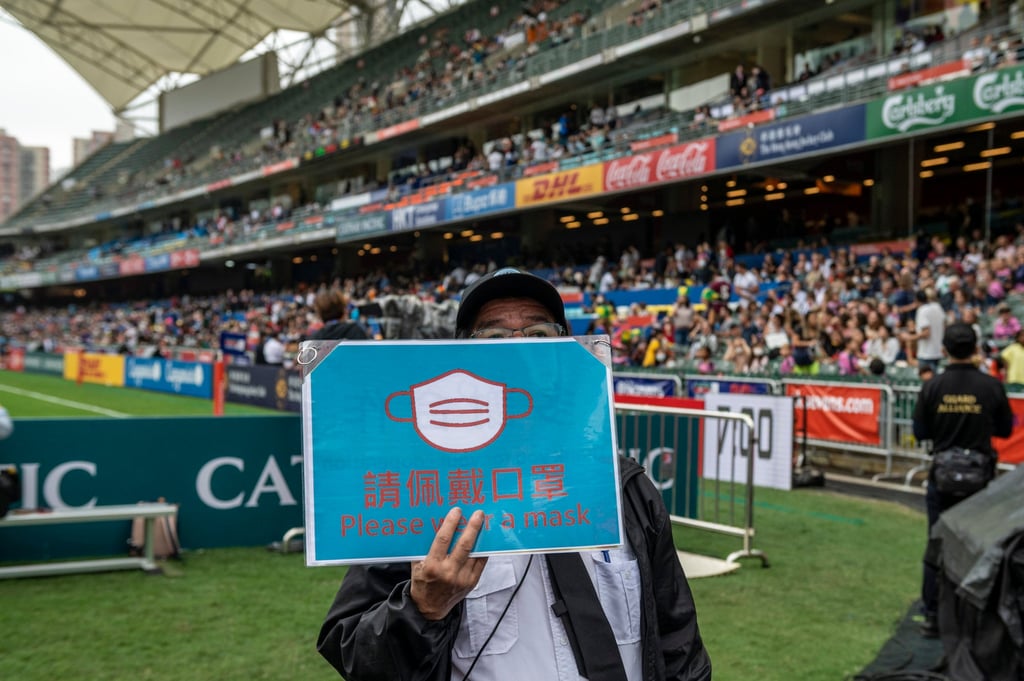 The first post-Covid Sevens took place under measures including the requirement to wear a face mask. Photo: AP