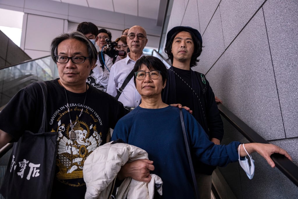 Elizabeth Tang (front, right) was granted bail on Saturday. Photo: AP Elizabeth Tang (front, right) was granted bail on Saturday. Photo: AP