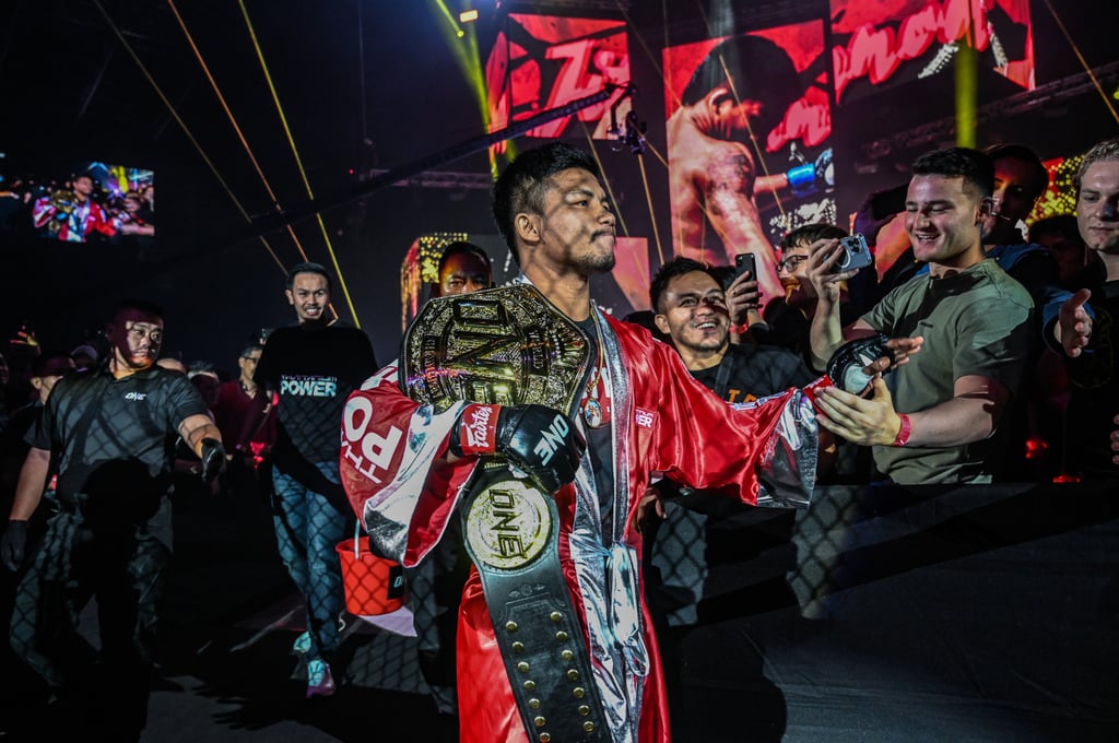 Rodtang Jitmuangnon walks to the Circle before a unanimous decision victory over Joseph Lasiri at ONE on Prime Video 4 in November.