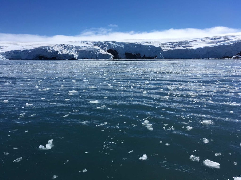 Blocks of ice drift off the coast of Collins glacier on King George Island, Antarctica, in 2018. Antarctic sea ice likely shrunk to a record low last week, US researchers said on February 27, 2023. Photo: AFP Blocks of ice drift off the coast of Collins glacier on King George Island, Antarctica, in 2018. Antarctic sea ice likely shrunk to a record low last week, US researchers said on February 27, 2023. Photo: AFP