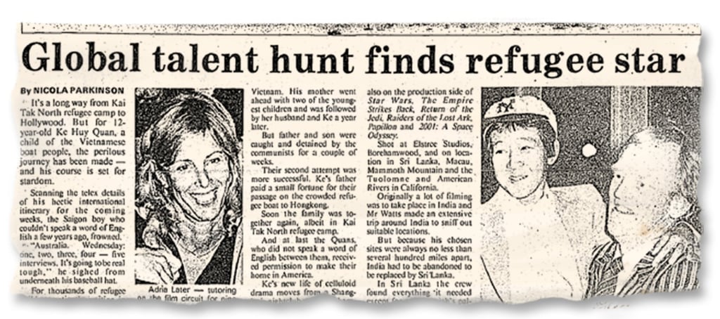 A newspaper article from the 1980s, when Quan hit the big time in Hollywood as a child star. Image: SCMP A newspaper article from the 1980s, when Quan hit the big time in Hollywood as a child star. Image: SCMP