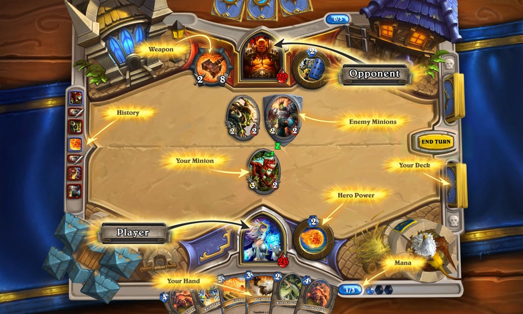 This handout image shows a game board for the computer game Hearthstone. Photo: Handout This handout image shows a game board for the computer game Hearthstone. Photo: Handout