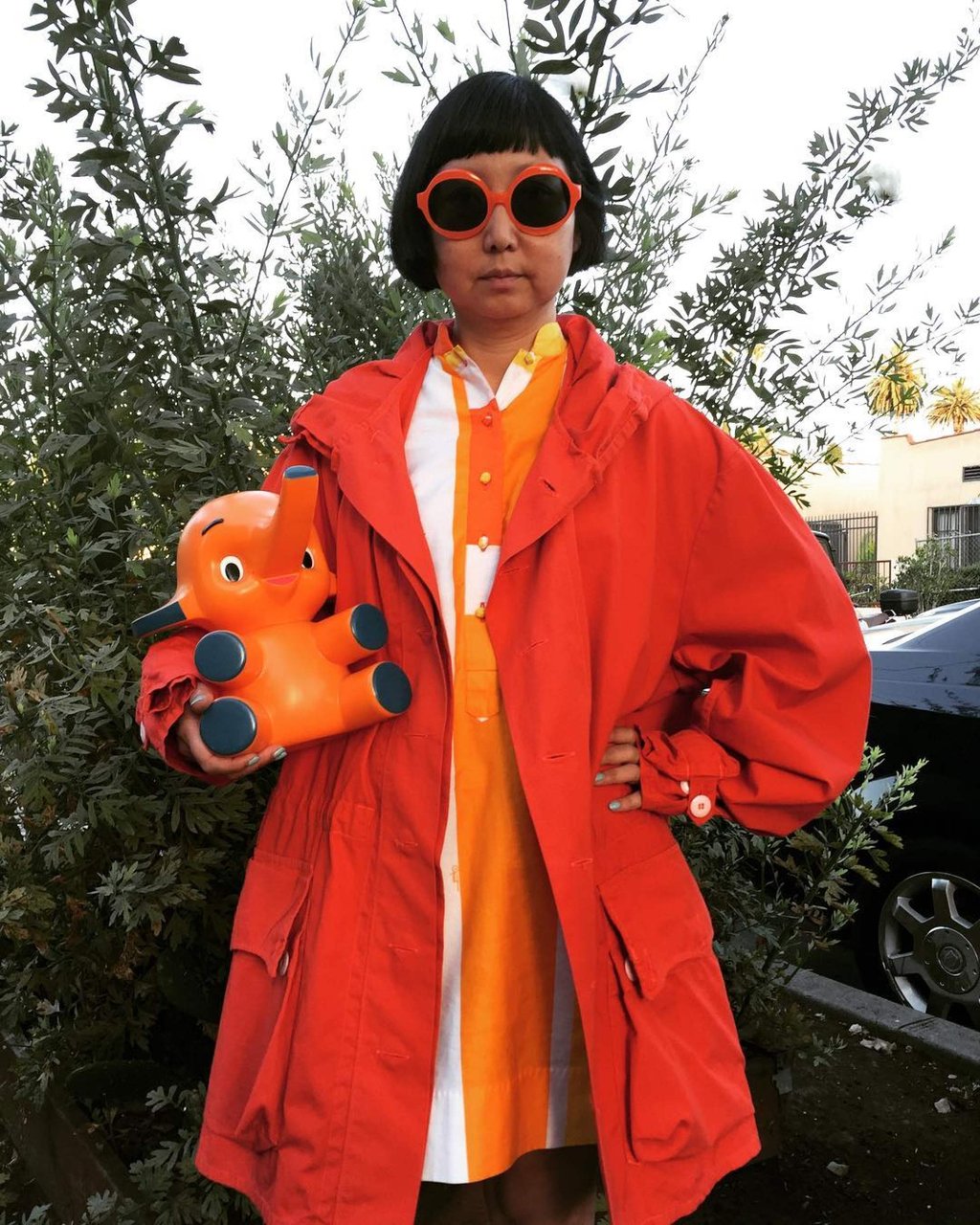 Shirley Kurata in a head-to-toe orange ensemble in June 2018. Photo: @shirleykurata/Instagram