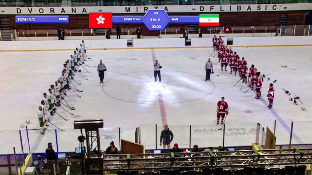 The latest anthem blunder took place after Hong Kong won a match at the Ice Hockey World Championships Division III in Sarajevo last month. Photo: Handout The latest anthem blunder took place after Hong Kong won a match at the Ice Hockey World Championships Division III in Sarajevo last month. Photo: Handout