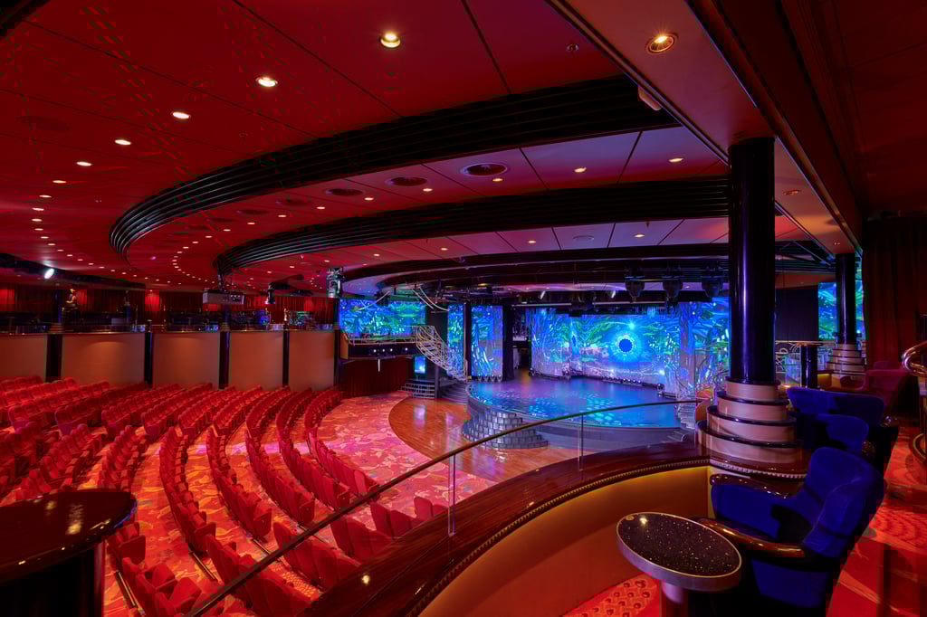 The Zodiac Theatre hosts signature productions and live shows. Photo: Resorts World Cruises The Zodiac Theatre hosts signature productions and live shows. Photo: Resorts World Cruises
