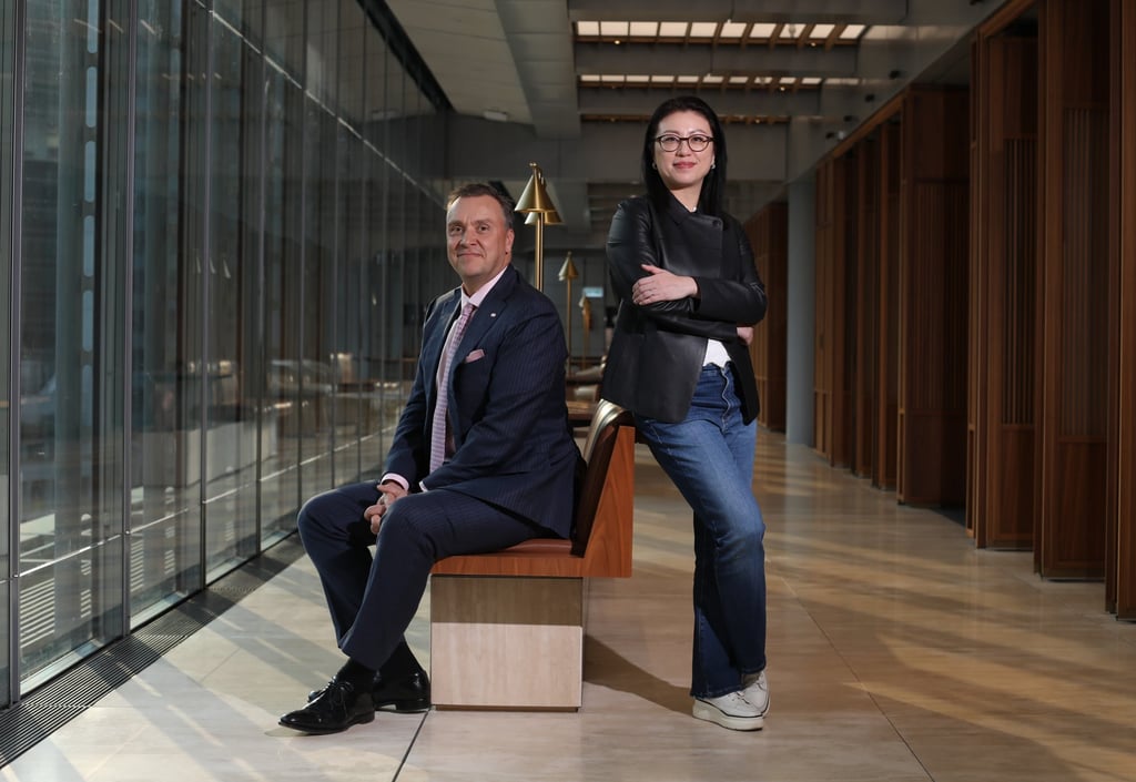 Jyrki Rauhio (left), regional head of credit advisory under global private banking of Asia Pacific at HSBC, and Maggie Ng, head of wealth and personal banking at HSBC Hong Kong, photographed in Central on March 17, 2023. Photo: Xiaomei Chen