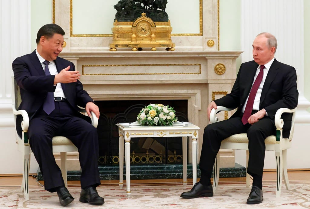 Xi and Putin during their meeting at the Kremlin in Moscow on Monday. Photo: Sputnik via AP Xi and Putin during their meeting at the Kremlin in Moscow on Monday. Photo: Sputnik via AP