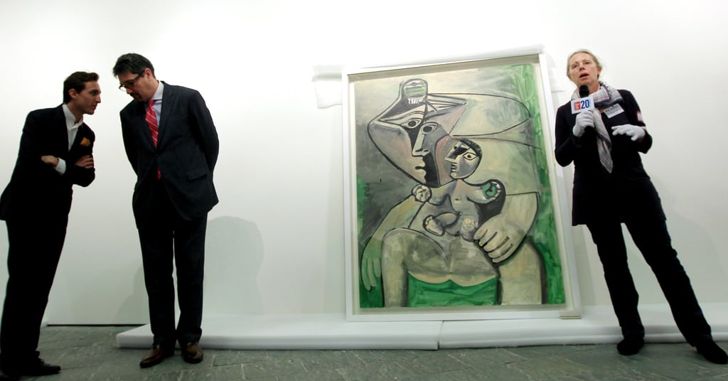 Hong Kong’s then French consul Arnaud Barthelemy (2nd from left) and the then president of Paris’ National Museum Picasso, Anne Baldassari, next to “Motherhood” by Pablo Picasso at the Hong Kong Heritage Museum. Photo: Jonathan Wong Hong Kong’s then French consul Arnaud Barthelemy (2nd from left) and the then president of Paris’ National Museum Picasso, Anne Baldassari, next to “Motherhood” by Pablo Picasso at the Hong Kong Heritage Museum. Photo: Jonathan Wong