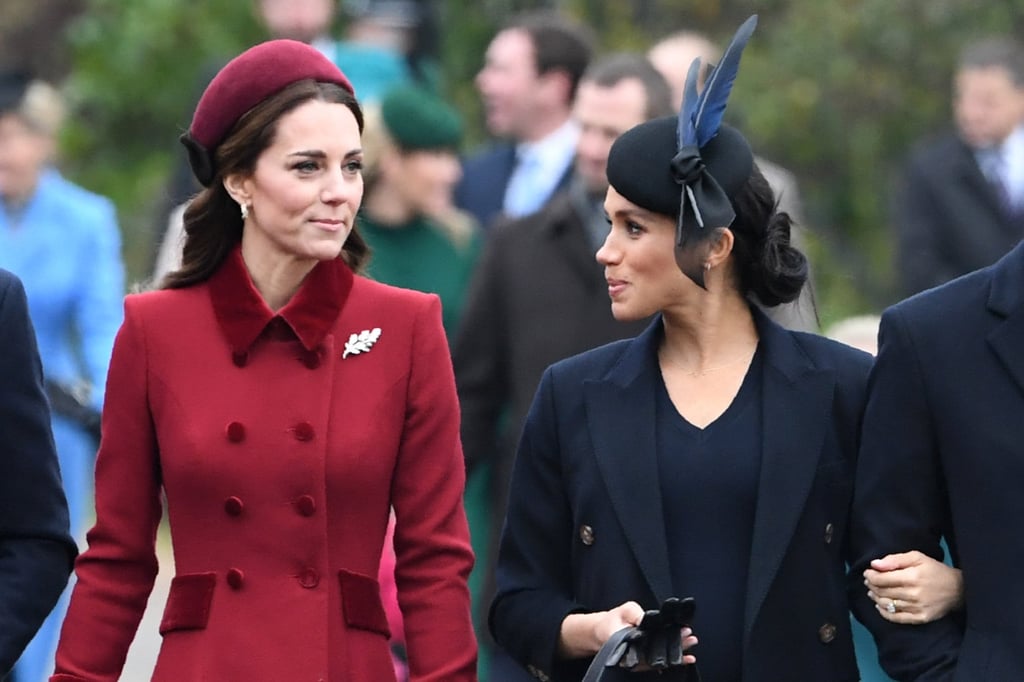 Kate Middleton and Meghan Markle attend the Christmas Day service at St Mary Magdalene Church in Sandringham, Norfolk in England, in 2018. Photo: AFP