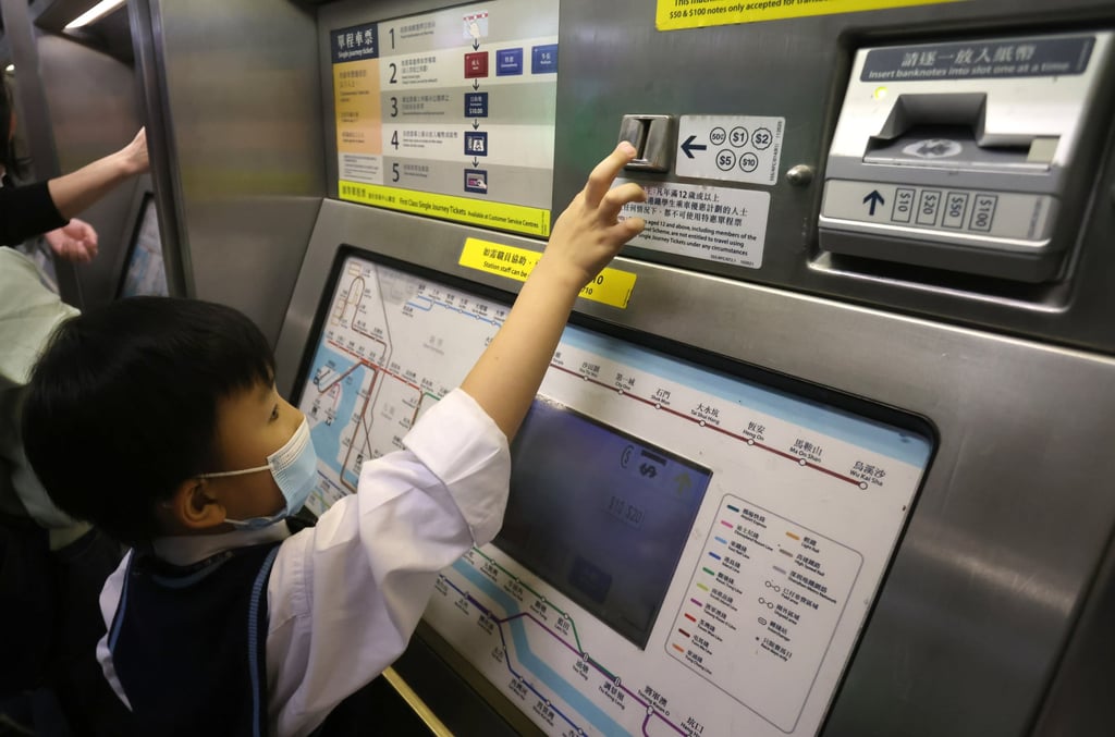 A child uses a ticket at the MTR station in Central. Photo: May Tse