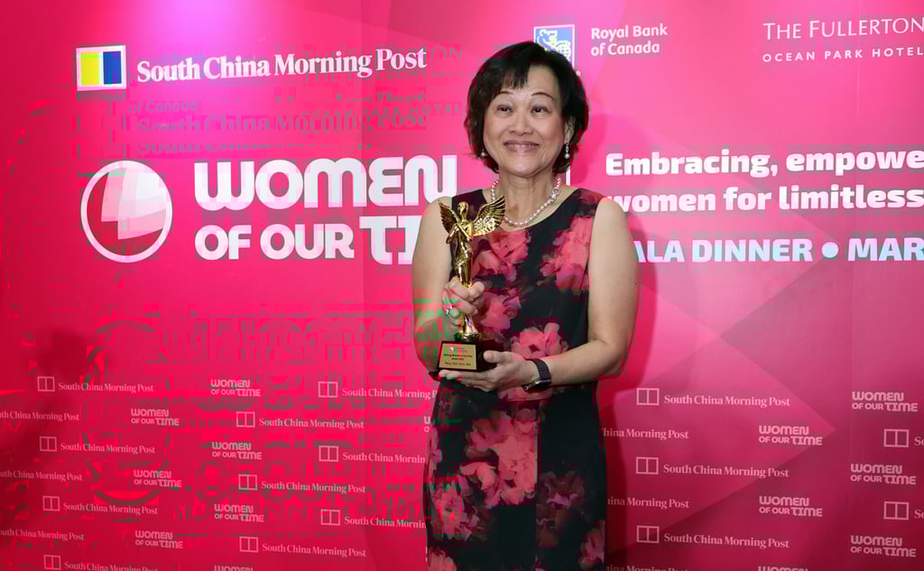 May Tan poses with the South China Morning Post’s Women Of Our Time Lifetime Award on March 8, 2023. Photo: SCMP May Tan poses with the South China Morning Post’s Women Of Our Time Lifetime Award on March 8, 2023. Photo: SCMP