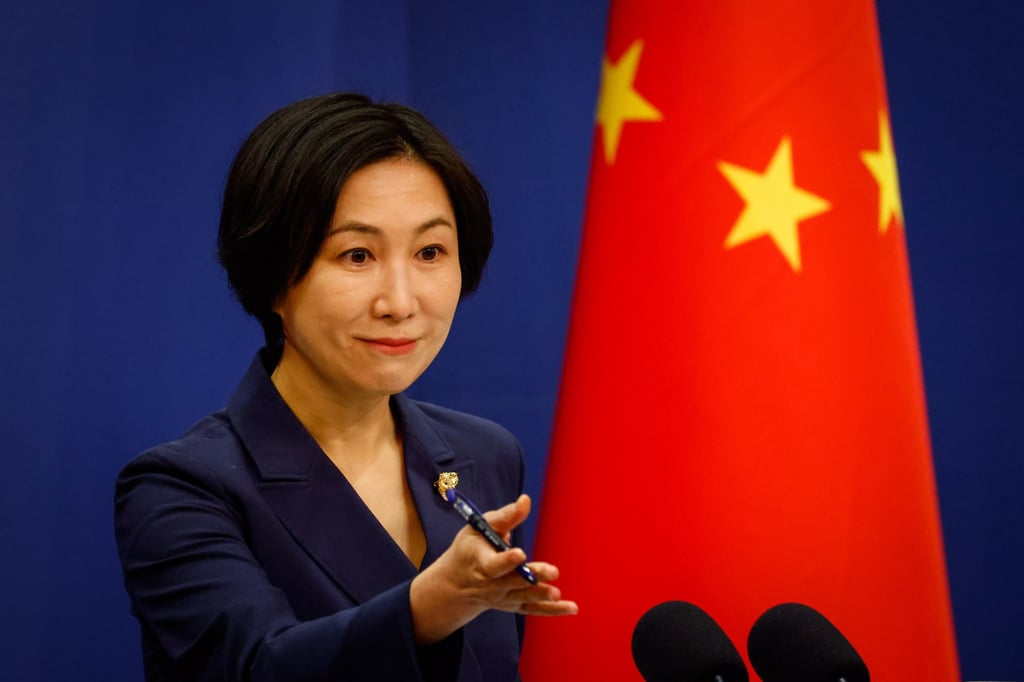 China’s Foreign Ministry spokeswomen Mao Ning gestures during a press conference on Friday. Photo: EPA-EFE China’s Foreign Ministry spokeswomen Mao Ning gestures during a press conference on Friday. Photo: EPA-EFE