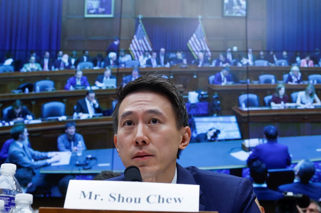 The US committee couldn’t even get TikTok chief executive Shou Zi Chew’s name card right. Photo: Reuters The US committee couldn’t even get TikTok chief executive Shou Zi Chew’s name card right. Photo: Reuters