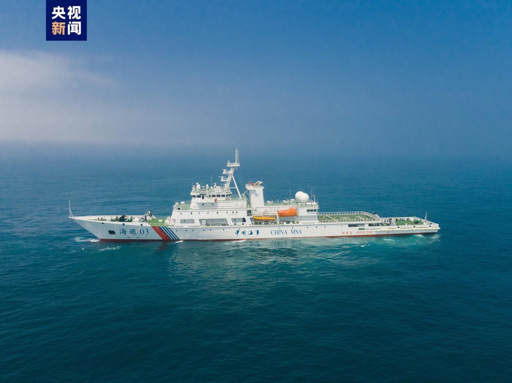 The Haixun 03 is bigger than other vessels commissioned by the Hainan maritime authorities, according to one analyst. Photo: Weibo The Haixun 03 is bigger than other vessels commissioned by the Hainan maritime authorities, according to one analyst. Photo: Weibo