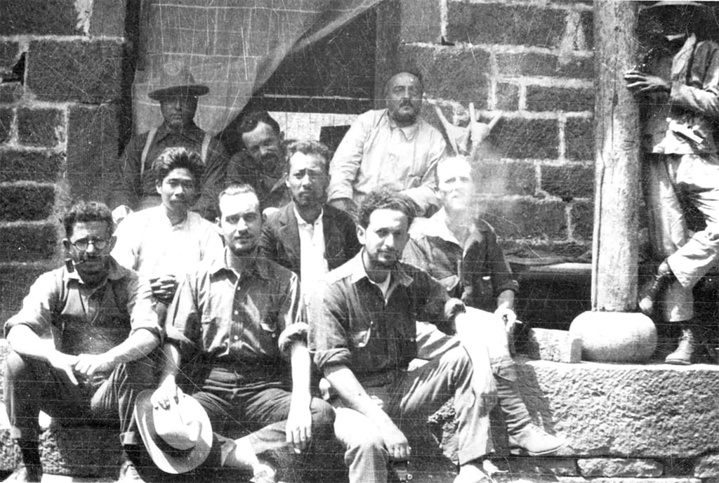 Captives at the Temple of the Clouds. Photo: Family of Colonel Roland W. Pinger Captives at the Temple of the Clouds. Photo: Family of Colonel Roland W. Pinger