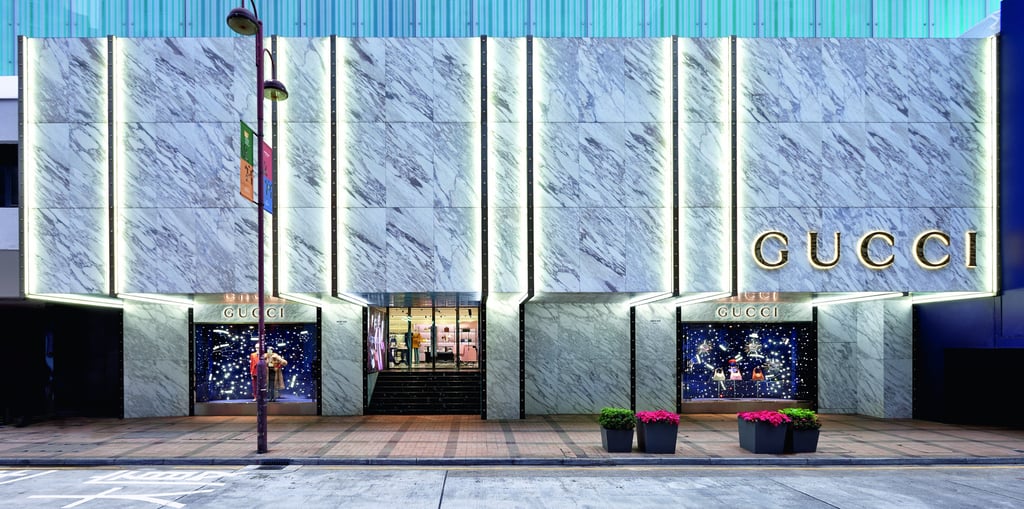 The marble facade of the new Gucci flagship store on Canton Road, Tsim Sha Tsui, Hong Kong. Photo: Gucci The marble facade of the new Gucci flagship store on Canton Road, Tsim Sha Tsui, Hong Kong. Photo: Gucci