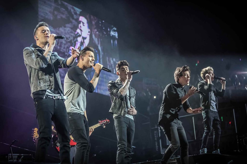 One Direction band members Liam Payne, Louis Tomlinson, Zayn Malik, Harry Styles and Niall Horan performing together. Photo: Handout