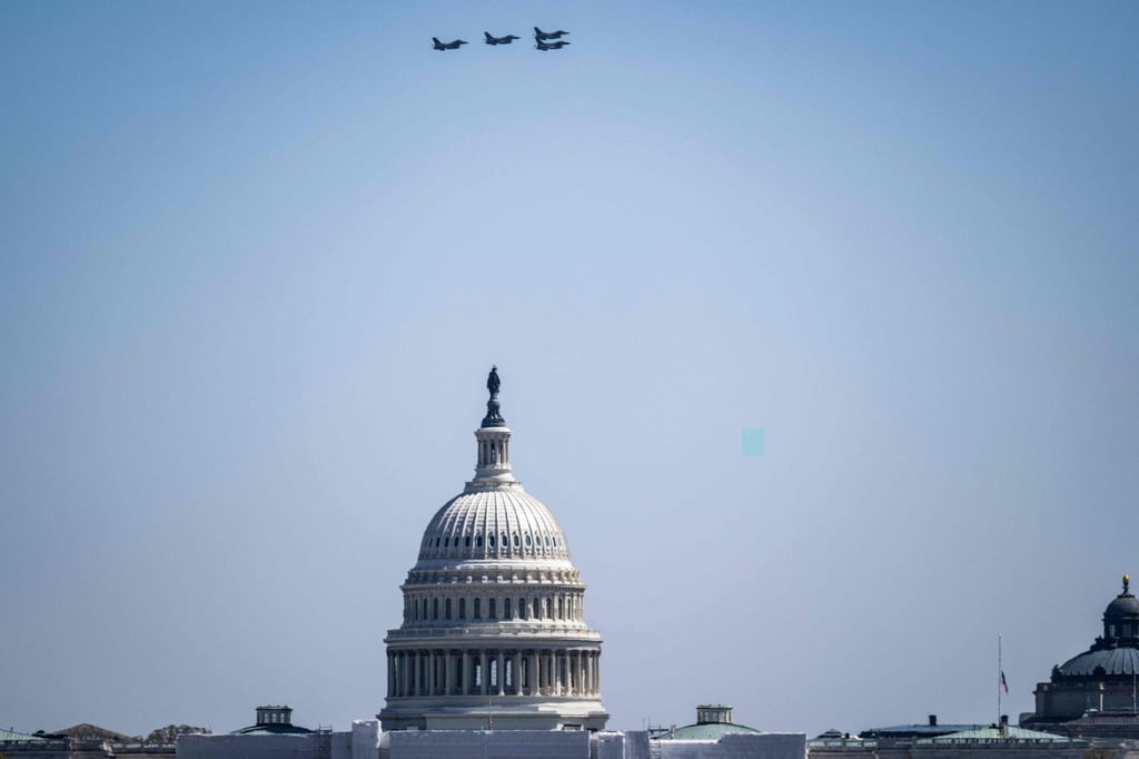 Fighter jets are seen over the US Capitol building in Washington. Photo: AFP
