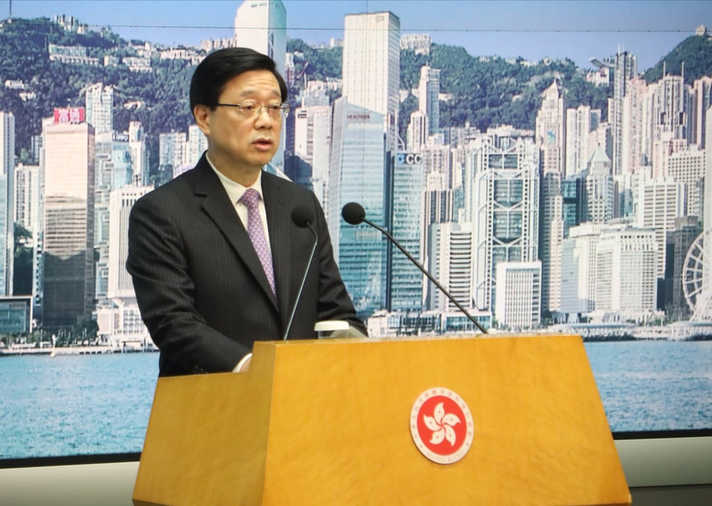 Chief Executive John Lee attends a press conference before an Exco meeting. Photo: Handout