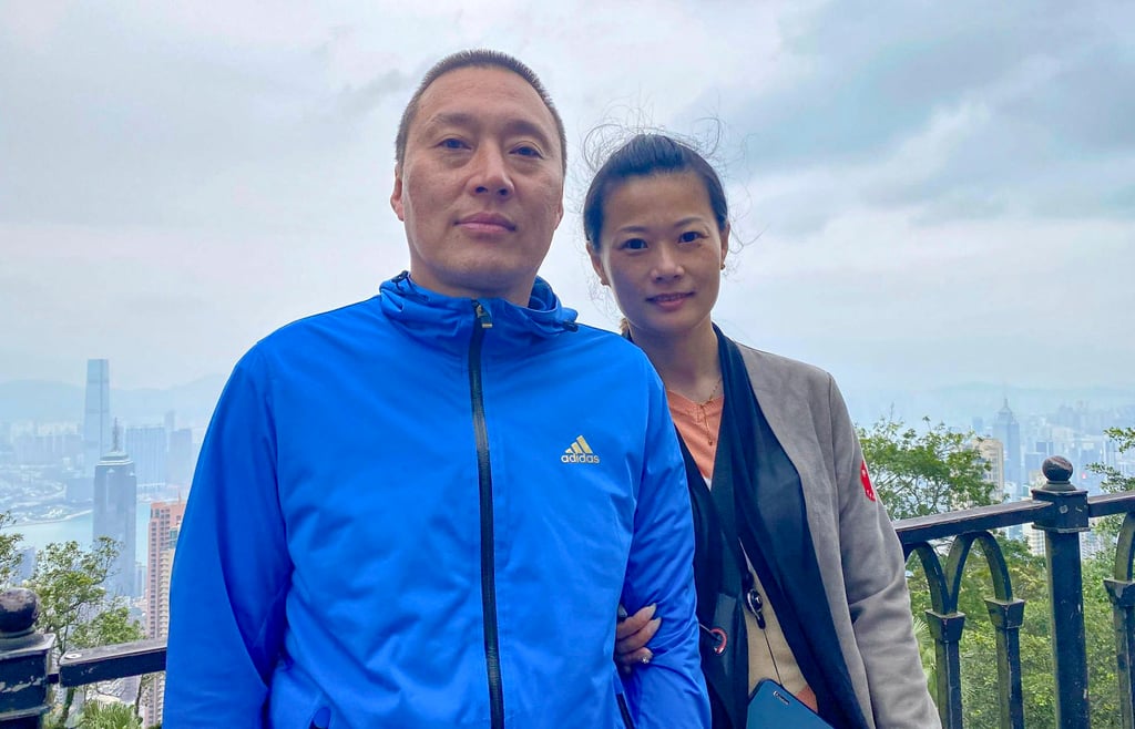 Linco Chen with her husband at The Peak. Photo: Fiona Sun