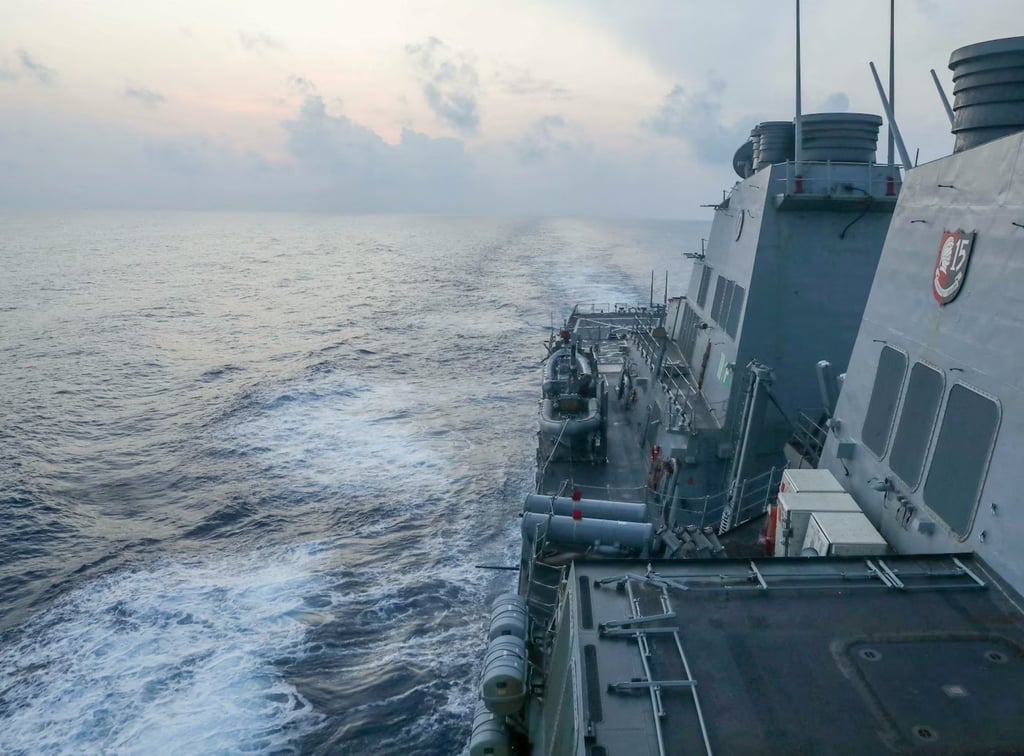 The Arleigh Burke-class guided-missile destroyer USS Milius in the South China Sea on Monday. Photo: US Navy/Handout via Reuters The Arleigh Burke-class guided-missile destroyer USS Milius in the South China Sea on Monday. Photo: US Navy/Handout via Reuters