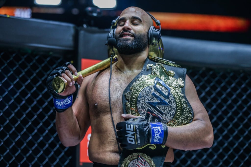 Arjan Bhullar holds the ONE heavyweight belt after a victory over Brandon Vera. Photo: ONE Championship.