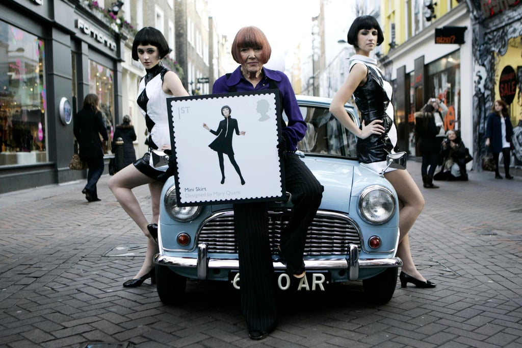 British fashion designer Mary Quant, centre, in London in 2009. Quant, the designer whose fashions epitomised the Swinging 60s. Photo: AP British fashion designer Mary Quant, centre, in London in 2009. Quant, the designer whose fashions epitomised the Swinging 60s. Photo: AP
