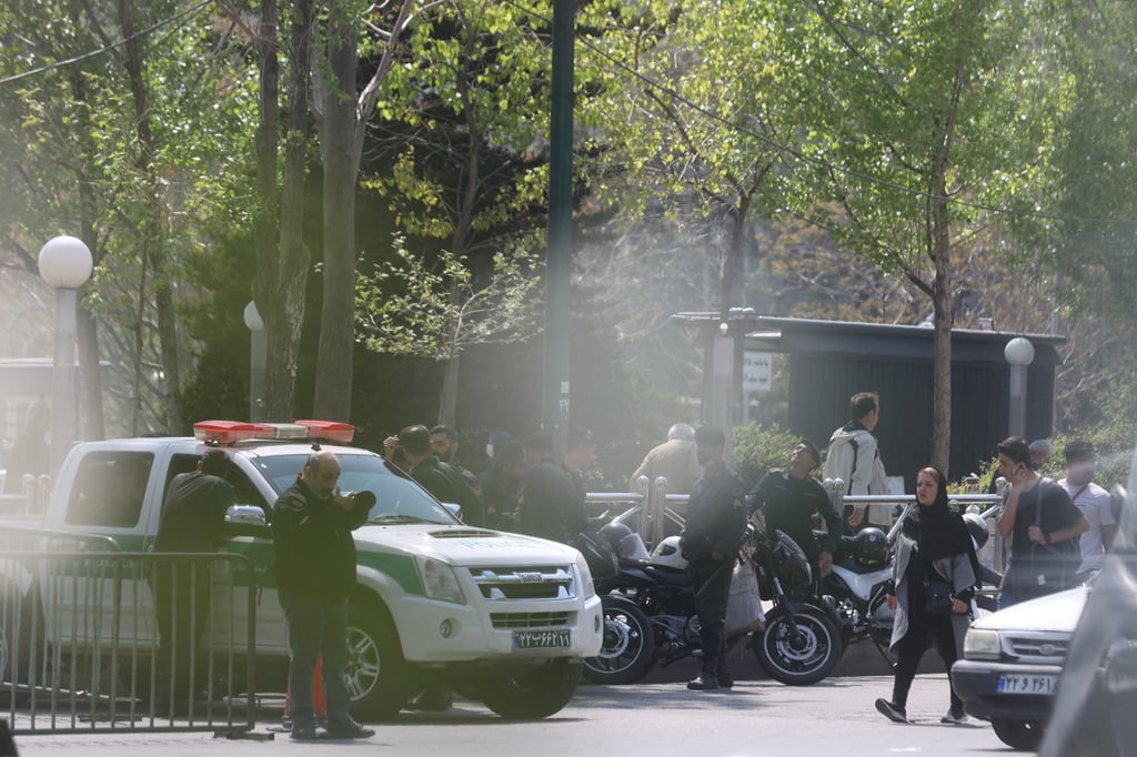 Iran’s riot police forces stand on a street amid the implementation of the new hijab surveillance. Photo: via Reuters
