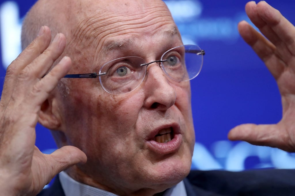 Former US Treasury secretary Hank Paulson answers questions during a conference at the Brookings Institution in Washington, on September 12, 2018. Photo: AFP