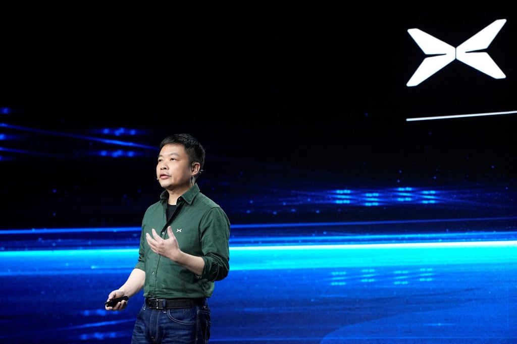 He Xiaopeng, the co-founder, chairman and CEO of Xpeng Motors, during a news conference ahead of the Shanghai Auto Show on April 16, 2023. Photo: Reuters.