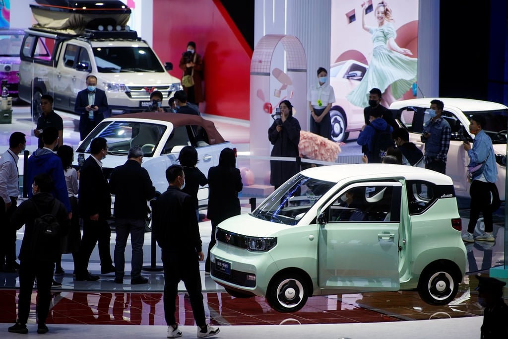 The Wuling Hongguang Mini EV is displayed at Shanghai Auto Show on April 20, 2021. The previous event was held under the shadow of the Covid-19 pandemic. Photo: Reuters The Wuling Hongguang Mini EV is displayed at Shanghai Auto Show on April 20, 2021. The previous event was held under the shadow of the Covid-19 pandemic. Photo: Reuters