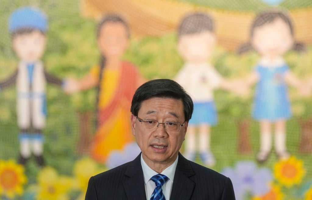 City leader John Lee speaks at the Ma Tau Chung Government Primary School. Photo: Elson Li