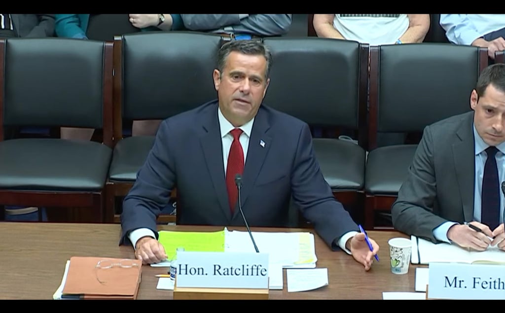 John Ratcliffe testifying before the House Select Subcommittee on the Coronavirus Pandemic Origins on Tuesday.