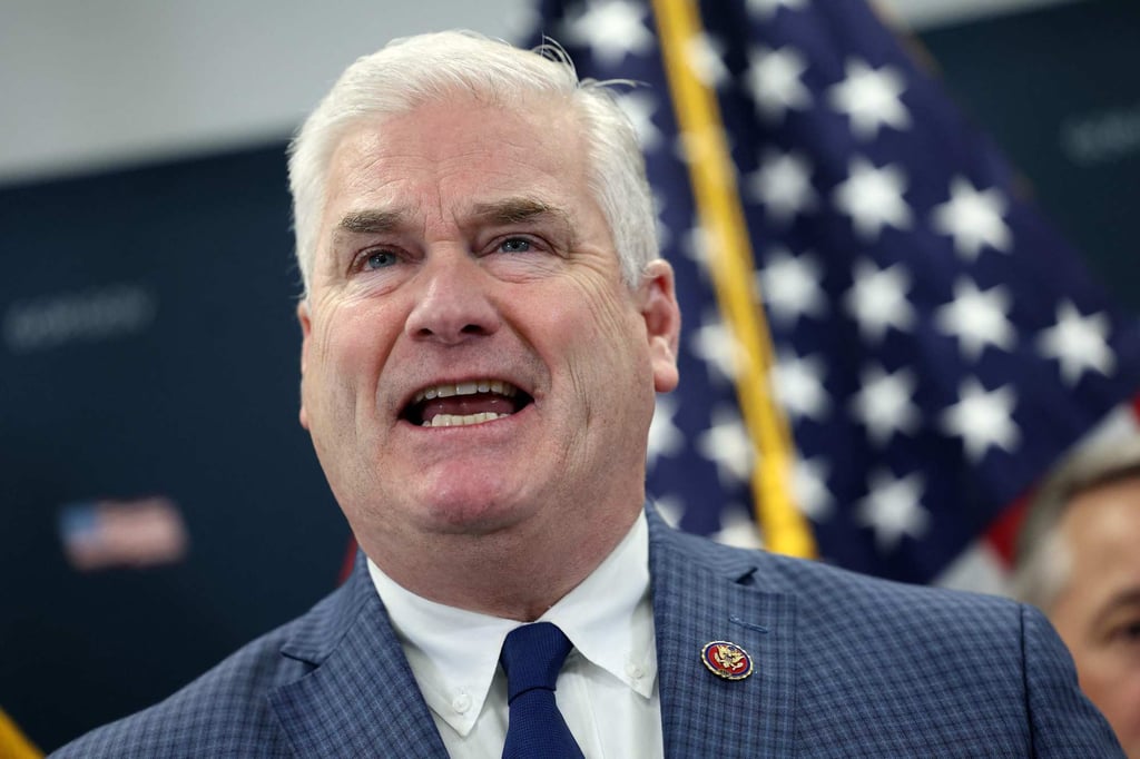 US House Majority Whip Tom Emmer speaks at a press conference following a House Republican meeting at the Capitol on March 28 in Washington. Photo: Getty Images via AFP US House Majority Whip Tom Emmer speaks at a press conference following a House Republican meeting at the Capitol on March 28 in Washington. Photo: Getty Images via AFP