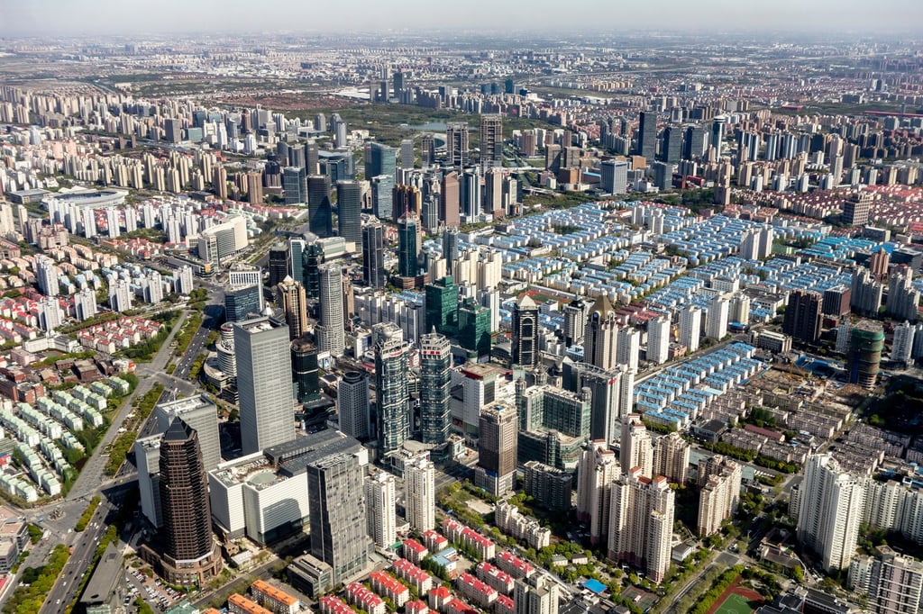 Shanghai’s vast commercial and suburban landscape viewed from the 128-storey, 632-metre-tall Shanghai Tower in Pudong New District. Photo: Shutterstock