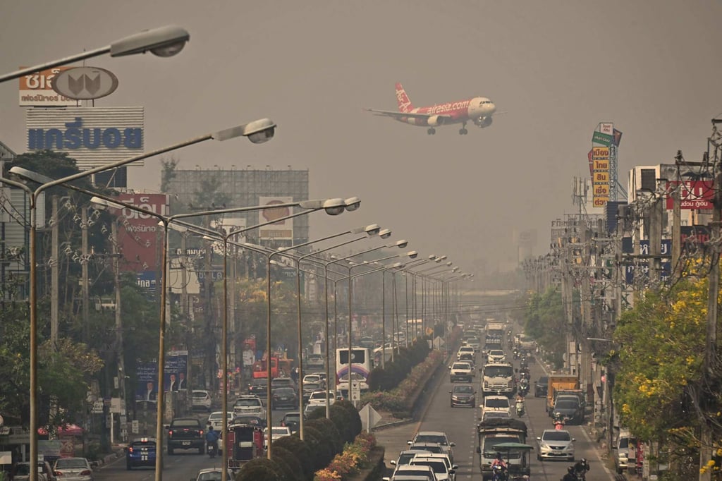 An Air Asia plane descends towards an airport in Chiang Mai earlier this month, when it ranked as the world’s most polluted city. Photo: AFP An Air Asia plane descends towards an airport in Chiang Mai earlier this month, when it ranked as the world’s most polluted city. Photo: AFP