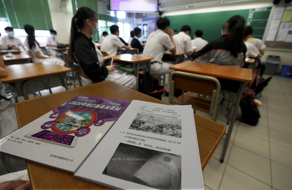 An older and new textbook for liberal studies at the HKTA Ching Chung Secondary School in Kwun Tong in 2021. Photo: Xiaomei Chen An older and new textbook for liberal studies at the HKTA Ching Chung Secondary School in Kwun Tong in 2021. Photo: Xiaomei Chen