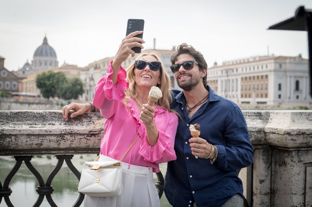 Toni Collette (left) and Giulio Corso in a still from “Mafia Mamma”. Photo: TNS