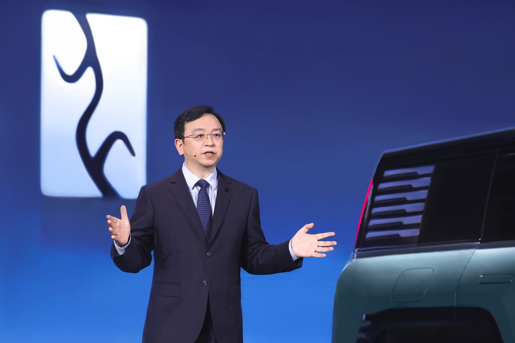 Wang Chuanfu, BYD’s founder and chairman, unveiled the Yangwang U8 luxury SUV at the Shanghai Auto Show on February 19, 2023. Photo: Handout