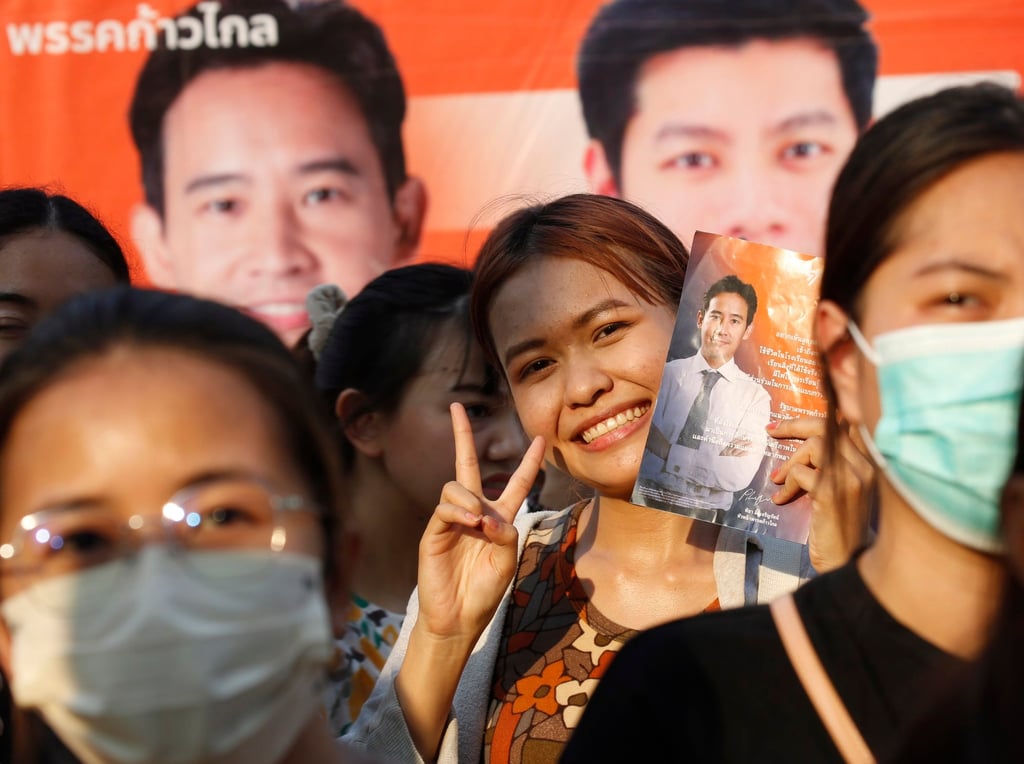 Supporters of the Move Forward Party during a general election campaign in Bangkok. Photo: EPA-EFE Supporters of the Move Forward Party during a general election campaign in Bangkok. Photo: EPA-EFE