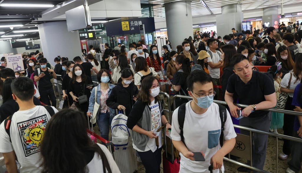 Travellers from mainland China arrive at Hong Kong’s High Speed Rail Station in West Kowloon on the first day of golden week. Photo: SCMP/ Yik Yeung-man