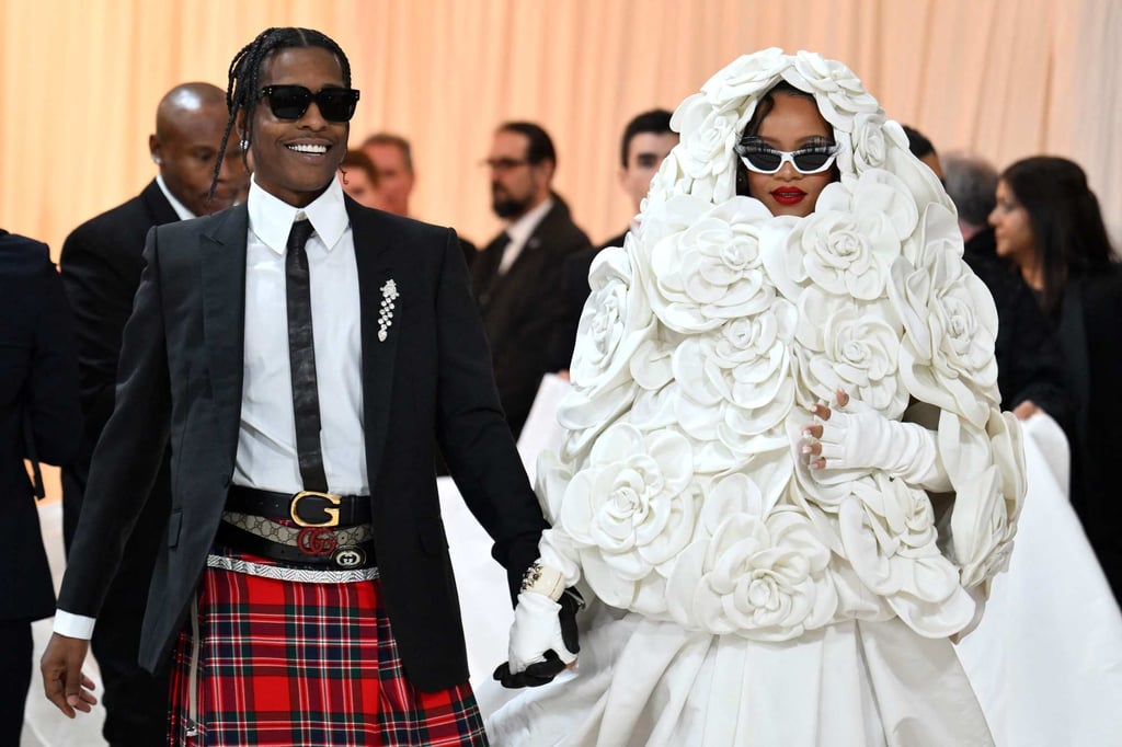 US rapper A$AP Rocky and Barbadian singer/actress Rihanna arrive for the 2023 Met Gala at the Metropolitan Museum of Art on May 1, in New York. Photo: AFP