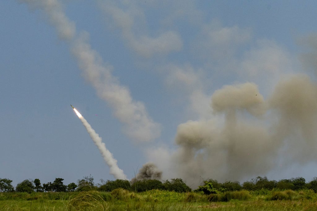 A high mobility artillery rocket system (HIMARS) is fired during a live fire exercise in the annual joint military exercises between US and Philippine troops in Zambales province on April 26, 2023. Photo: Reuters A high mobility artillery rocket system (HIMARS) is fired during a live fire exercise in the annual joint military exercises between US and Philippine troops in Zambales province on April 26, 2023. Photo: Reuters