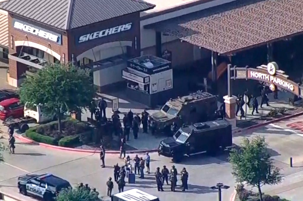 Police respond to a shooting in the Dallas area’s Allen Premium Outlets, which authorities said has left multiple people injured in Allen, Texas, US on Saturday. Photo: ABC Affiliate WFAA via Reuters Police respond to a shooting in the Dallas area’s Allen Premium Outlets, which authorities said has left multiple people injured in Allen, Texas, US on Saturday. Photo: ABC Affiliate WFAA via Reuters