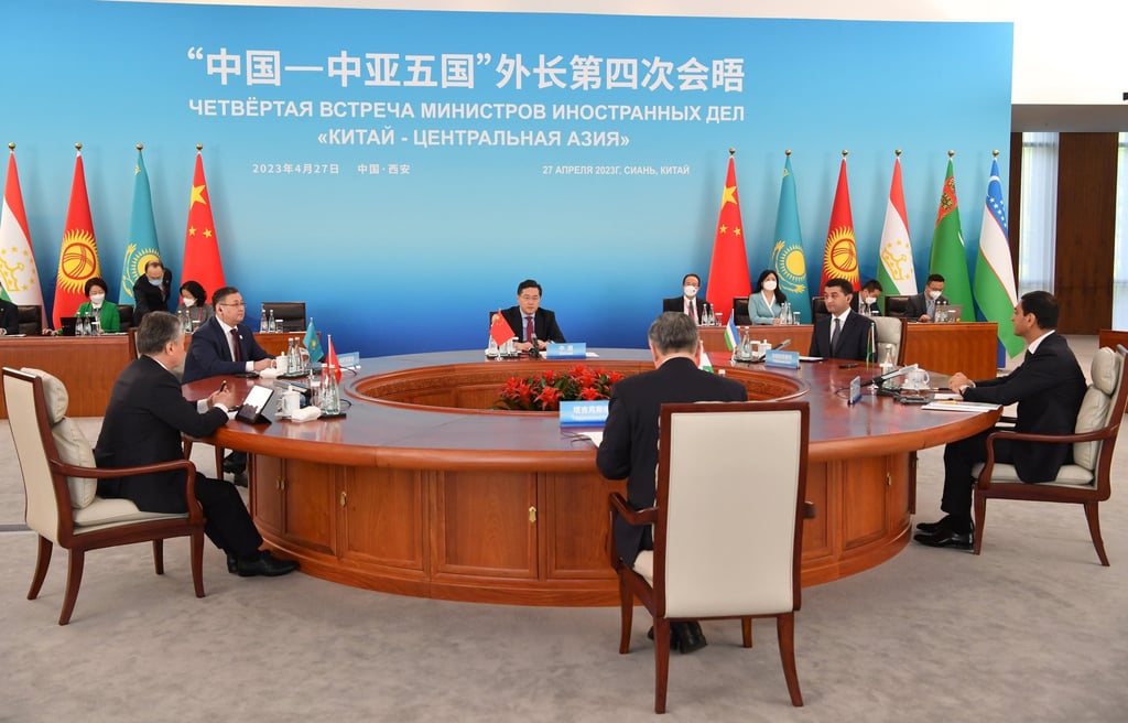 Qin Gang chairs a China-Central Asia foreign ministers’ meeting in Xian on April 27. Photo: Xinhua