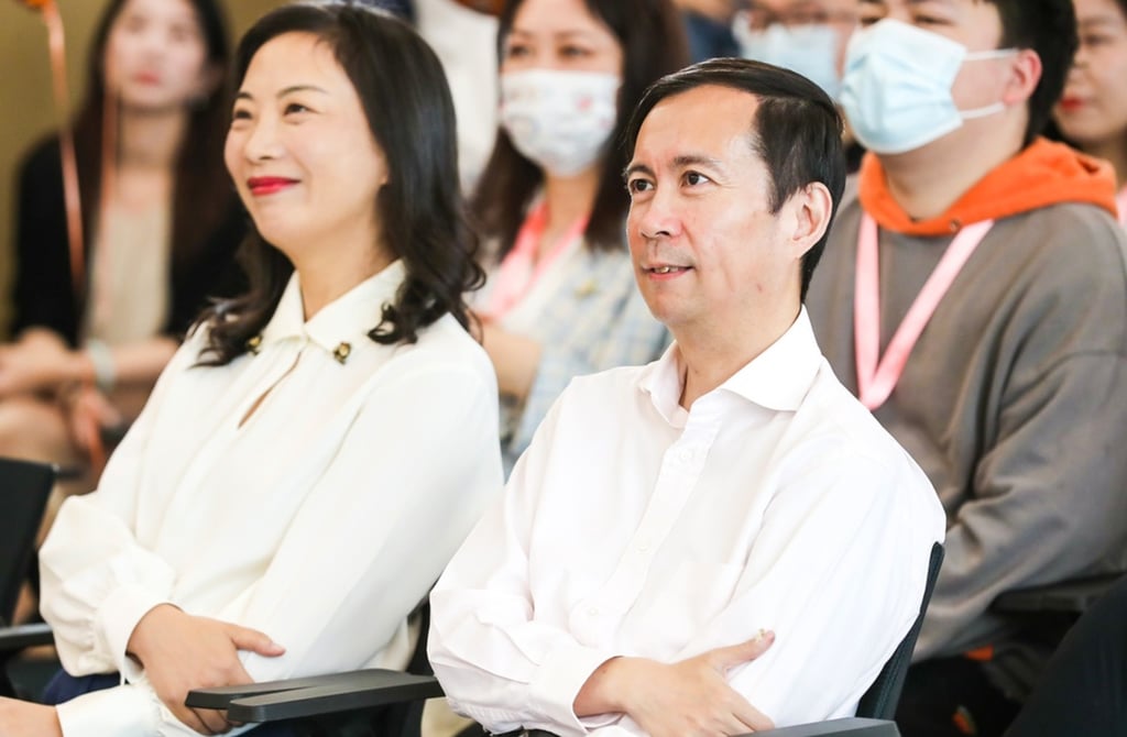 Daniel Zhang Yong, chairman and chief executive of Alibaba Group Holding, makes an appearance at this year’s low-key celebration of AliDay at the company’s main Hangzhou campus on Wednesday. Photo: Weibo