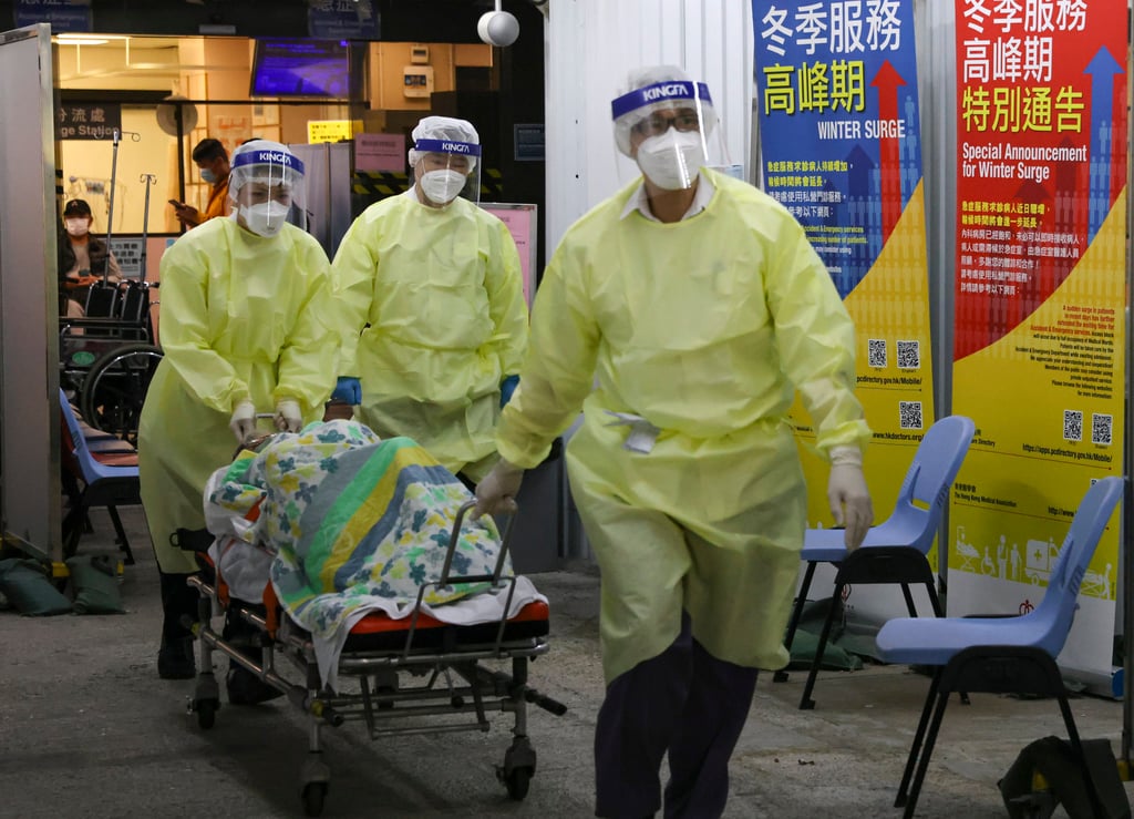 Health workers treat a patient at the accident and emergency ward of the United Christian Hospital in Kwun Tong earlier this year. Photo: May Tse